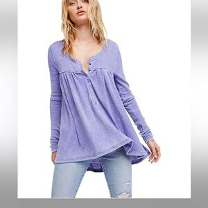 WE THE FREE KAI WAFFLE BABYDOLL HENLEY XS LILAC LIKE NEW